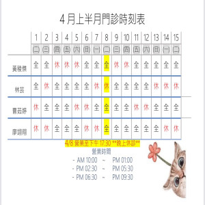 2025 四月份醫師班表